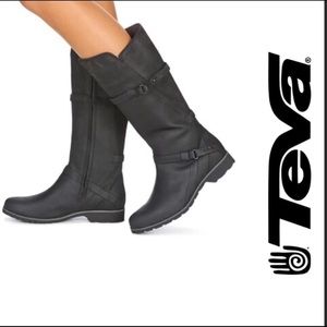 TEVA 7.5 Delavina waterproof tall leather black boots